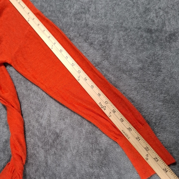 LOFT Women’s Orange Drop Shoulder V-Neck Button Down Cardigan Sweater Size M - Picture 11 of 12